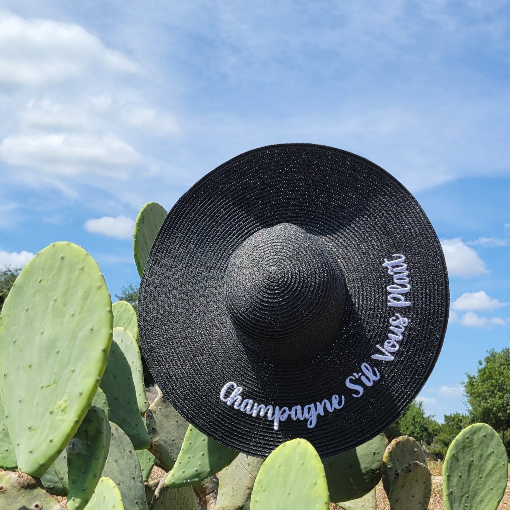 Champagne S'il Vous Plaît - Embroidered Floppy Hat - Bubbles Make Me Happy