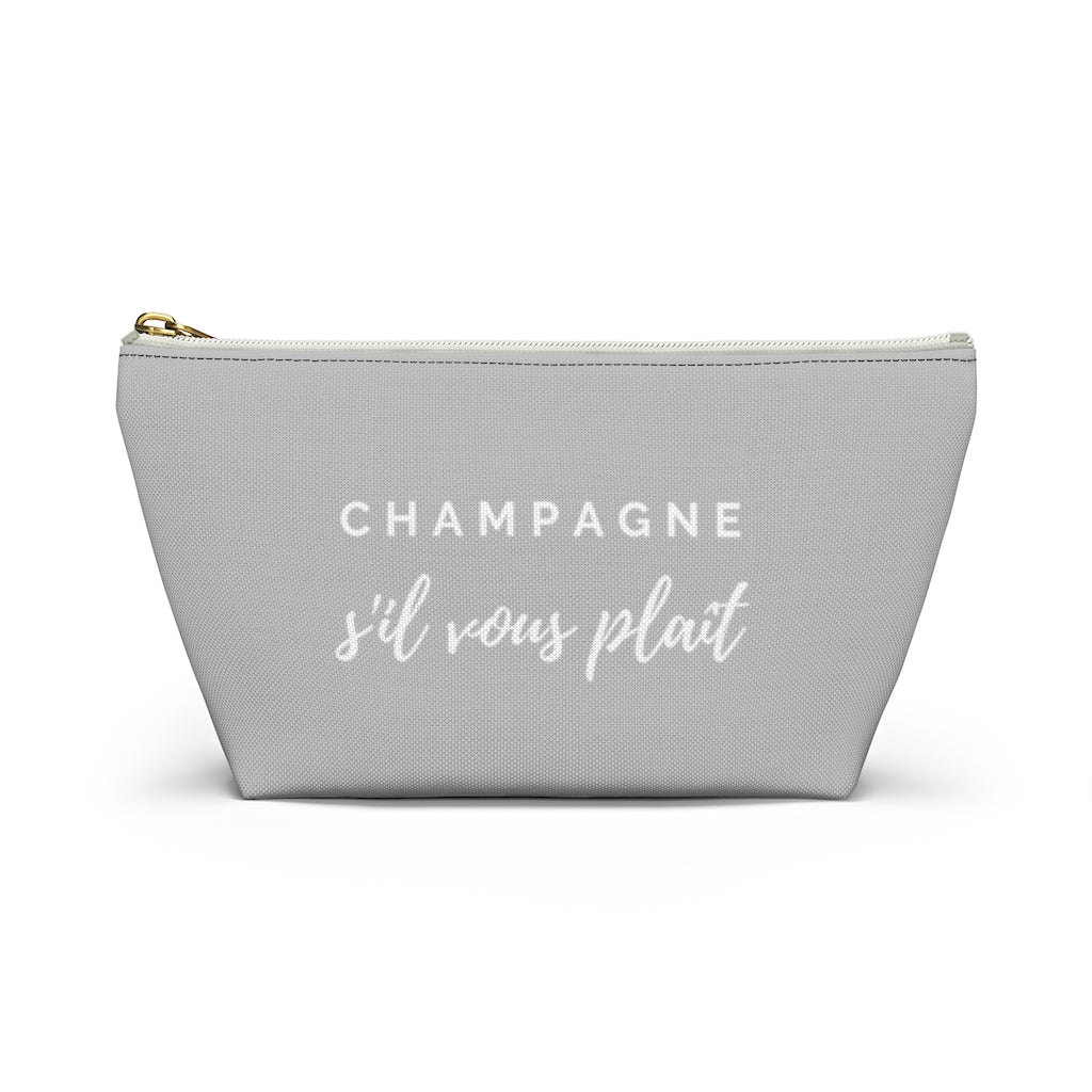 S'il Vous Plaît - Light Grey Accessory Pouch w T-bottom - Bubbles Make Me Happy