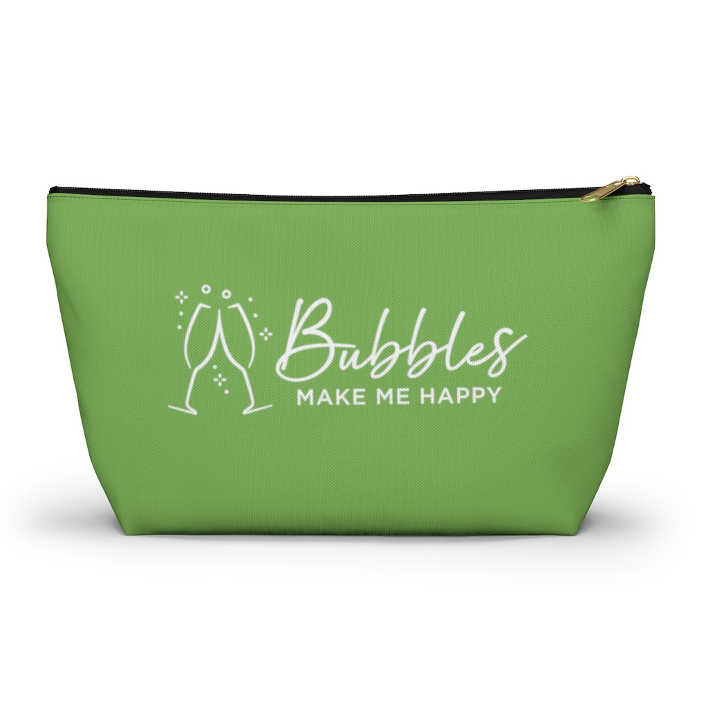 Bubbles - Apple Green Accessory Pouch w T-bottom - Bubbles Make Me Happy