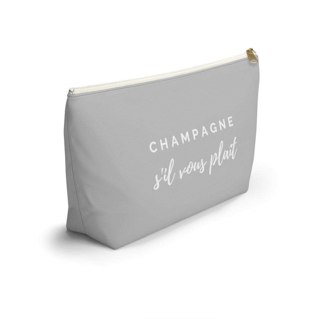 S'il Vous Plaît - Light Grey Accessory Pouch w T-bottom - Bubbles Make Me Happy