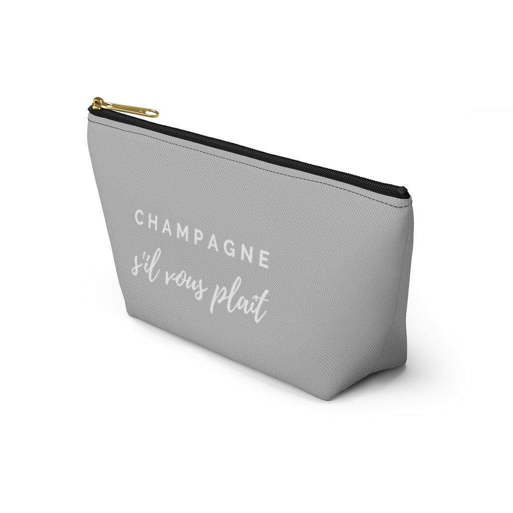 S'il Vous Plaît - Light Grey Accessory Pouch w T-bottom - Bubbles Make Me Happy