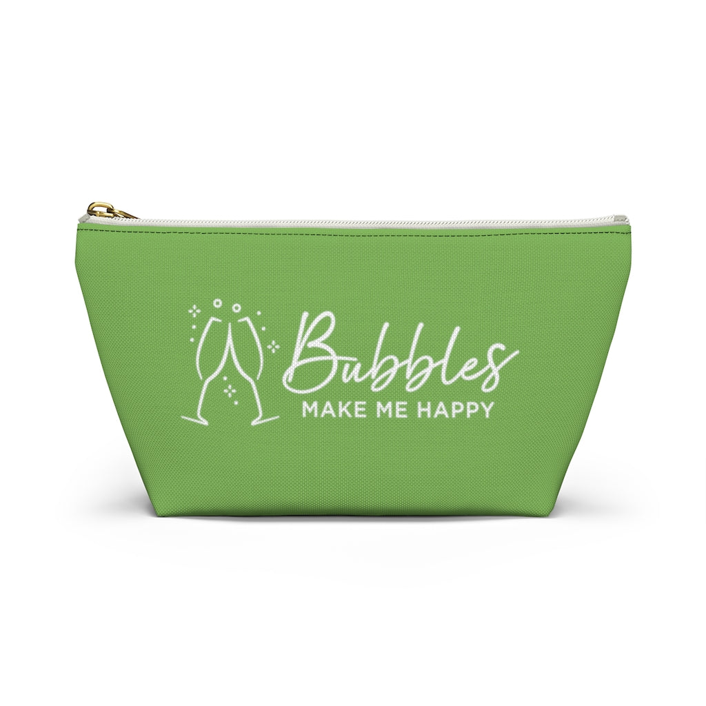 Bubbles - Apple Green Accessory Pouch w T-bottom - Bubbles Make Me Happy