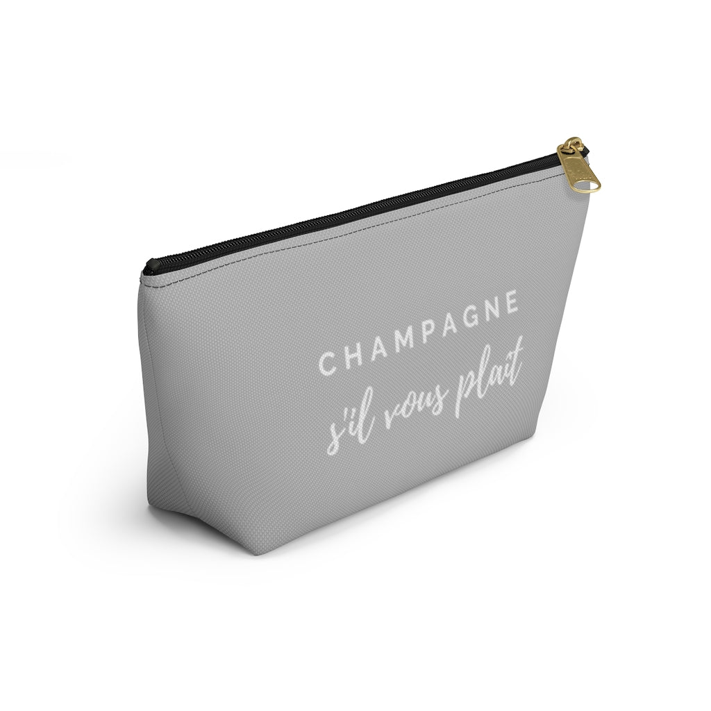 S'il Vous Plaît - Light Grey Accessory Pouch w T-bottom - Bubbles Make Me Happy