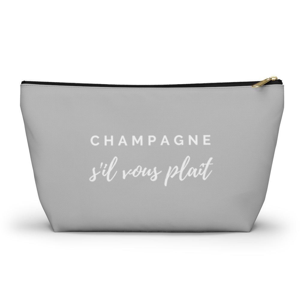 S'il Vous Plaît - Light Grey Accessory Pouch w T-bottom - Bubbles Make Me Happy