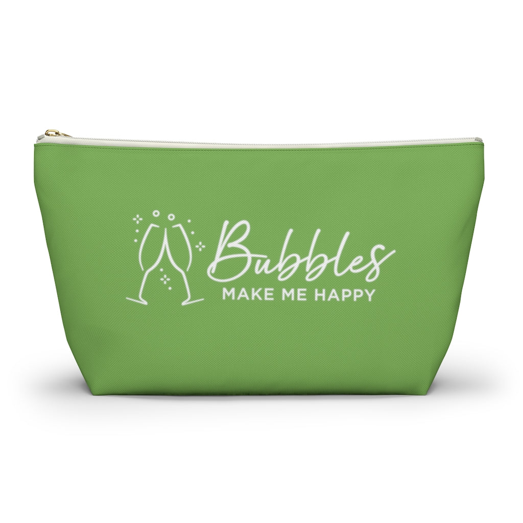 Bubbles - Apple Green Accessory Pouch w T-bottom - Bubbles Make Me Happy