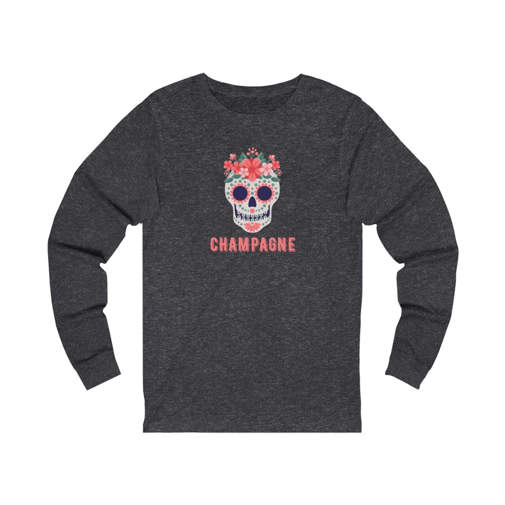 Sugar Skull - Unisex Jersey Long Sleeve Tee - Bubbles Make Me Happy