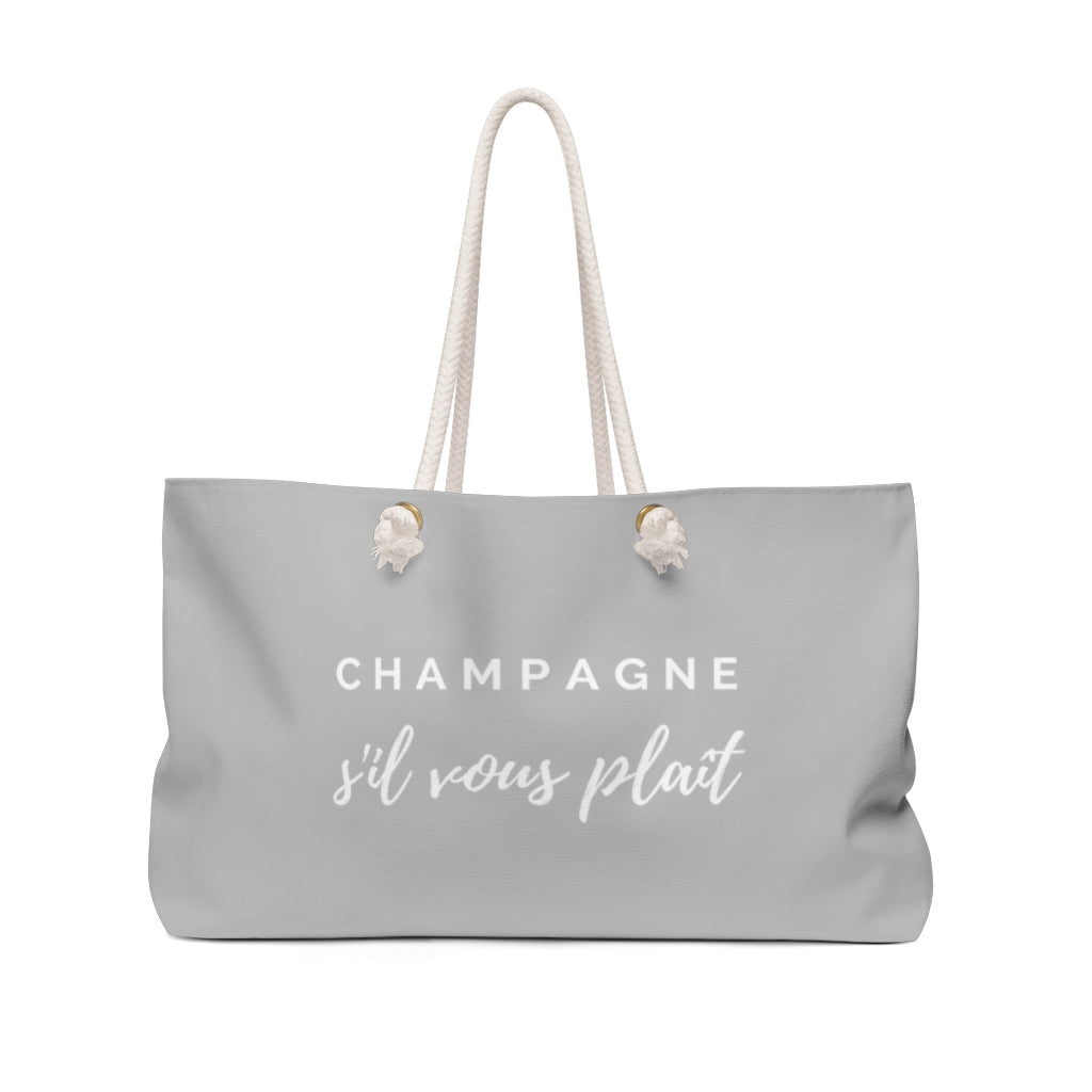 S'il Vous Plaît - Light Grey Weekender Bag - Bubbles Make Me Happy
