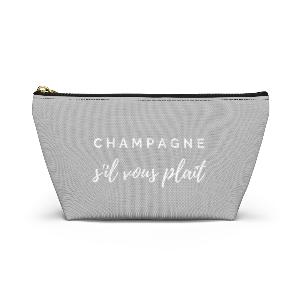 S'il Vous Plaît - Light Grey Accessory Pouch w T-bottom - Bubbles Make Me Happy
