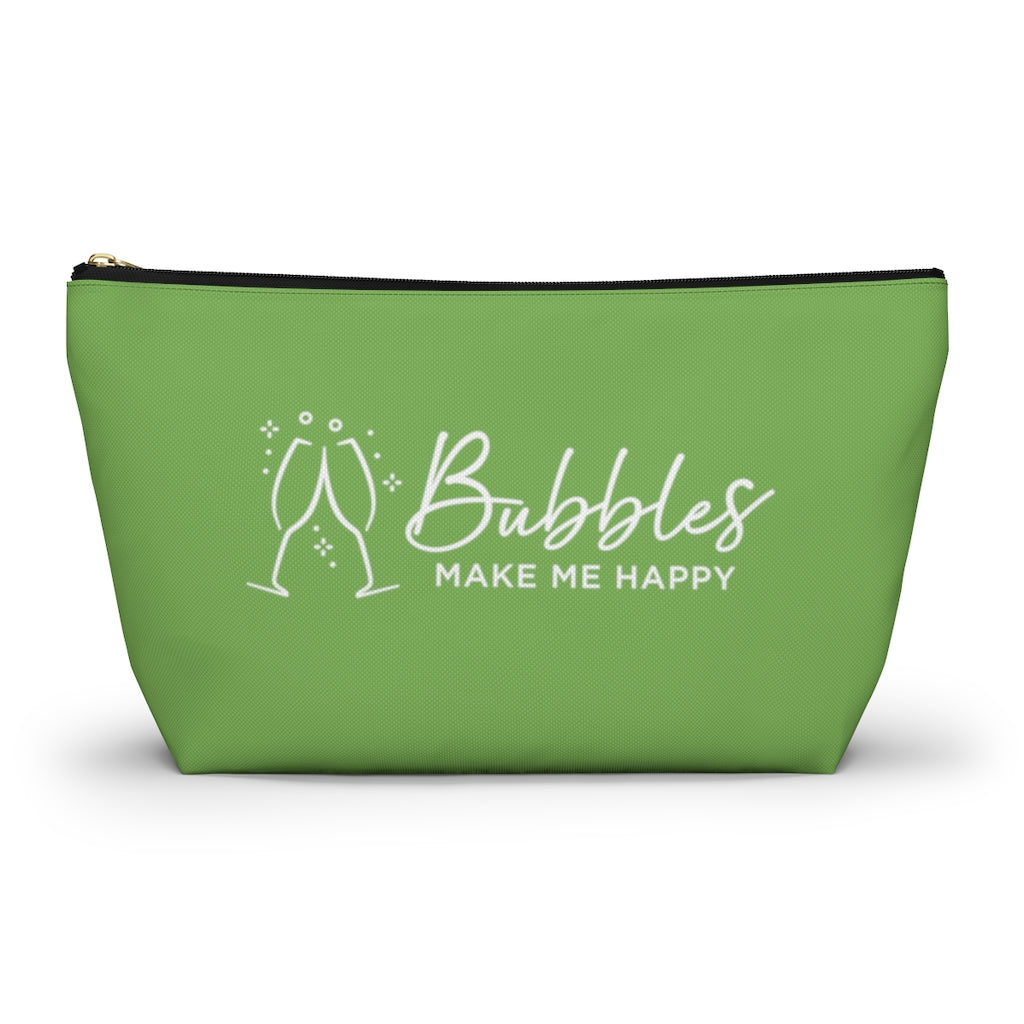 Bubbles - Apple Green Accessory Pouch w T-bottom - Bubbles Make Me Happy