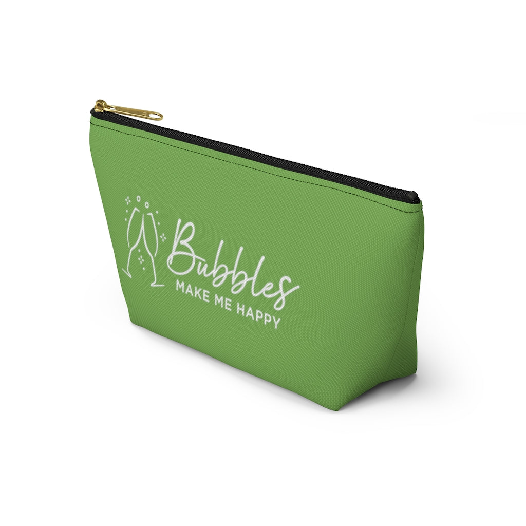 Bubbles - Apple Green Accessory Pouch w T-bottom - Bubbles Make Me Happy