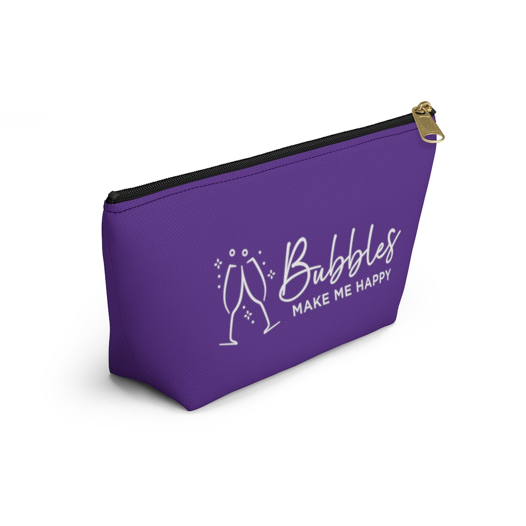 Bubbles - Deep Violet Accessory Pouch w T-bottom - Bubbles Make Me Happy