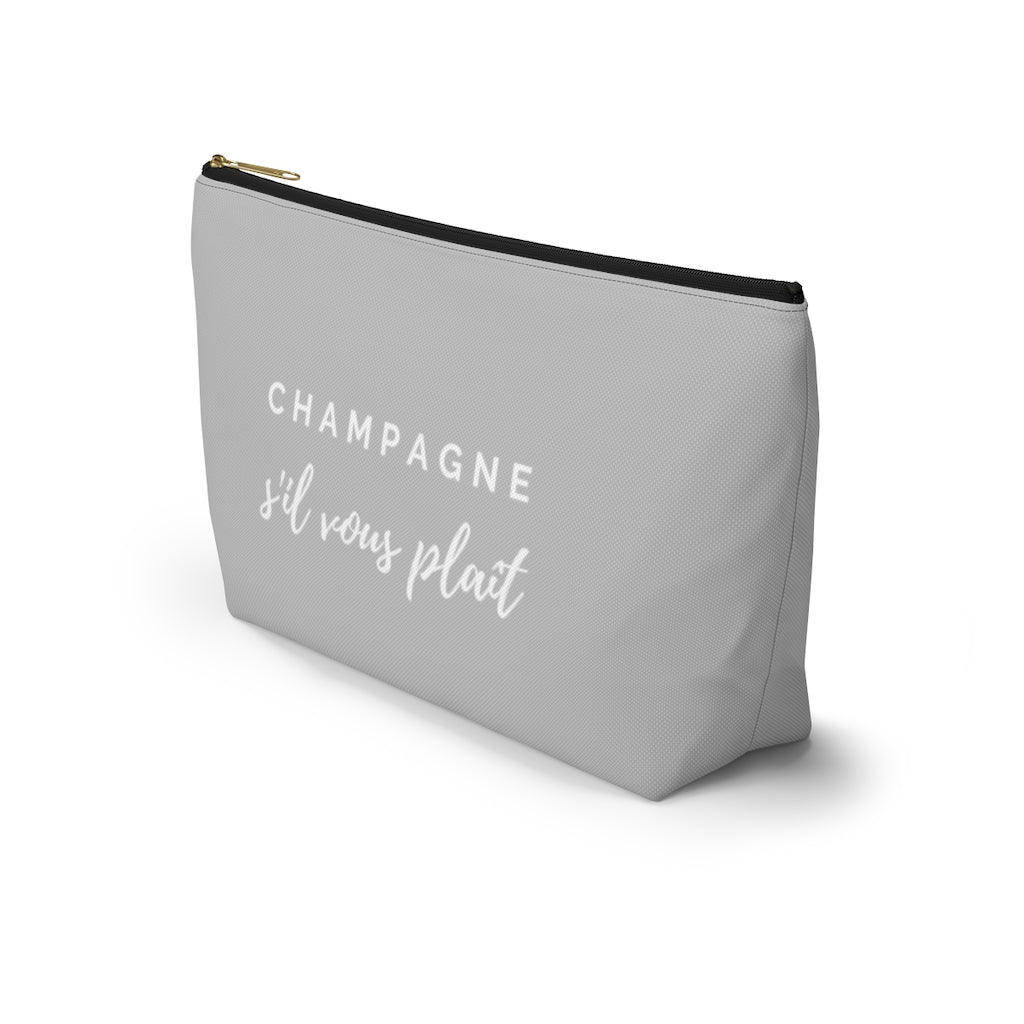 S'il Vous Plaît - Light Grey Accessory Pouch w T-bottom - Bubbles Make Me Happy
