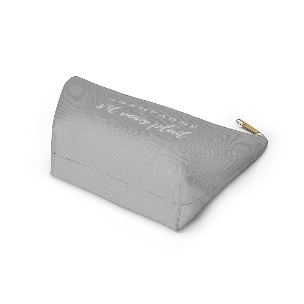 S'il Vous Plaît - Light Grey Accessory Pouch w T-bottom - Bubbles Make Me Happy