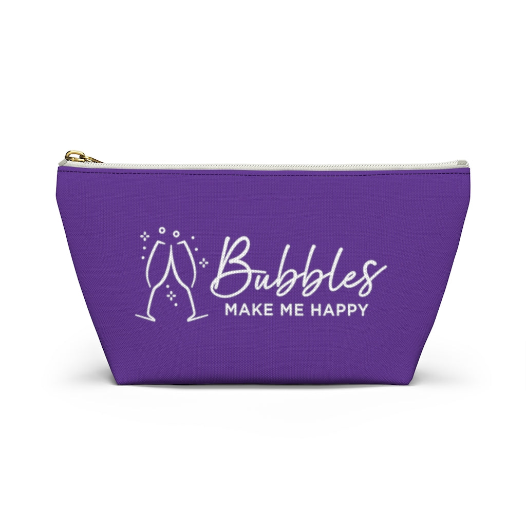 Bubbles - Deep Violet Accessory Pouch w T-bottom - Bubbles Make Me Happy