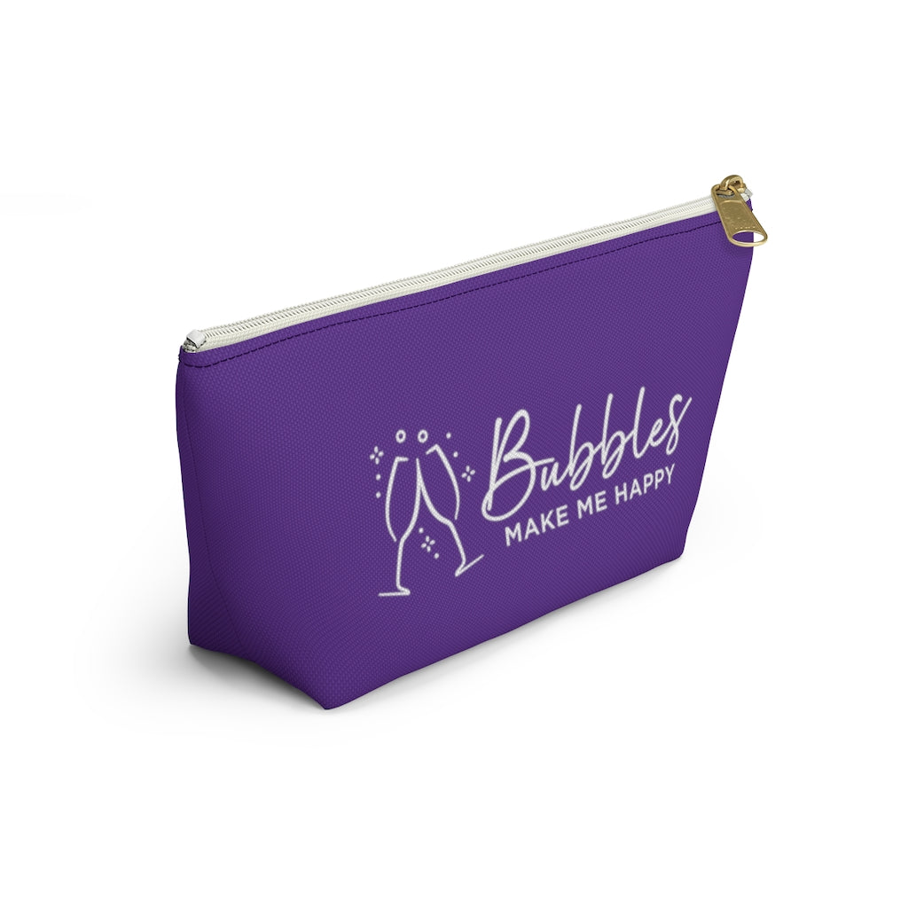 Bubbles - Deep Violet Accessory Pouch w T-bottom - Bubbles Make Me Happy