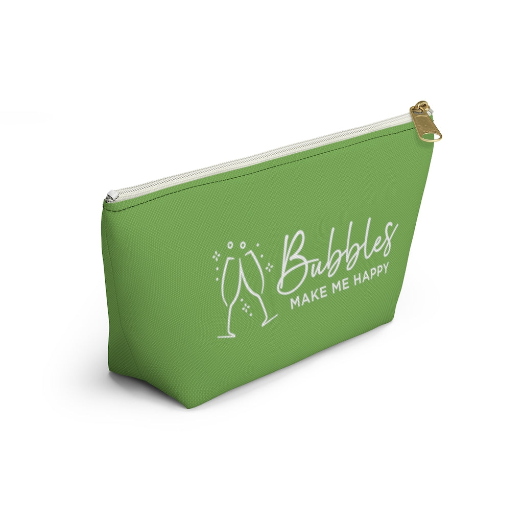 Bubbles - Apple Green Accessory Pouch w T-bottom - Bubbles Make Me Happy