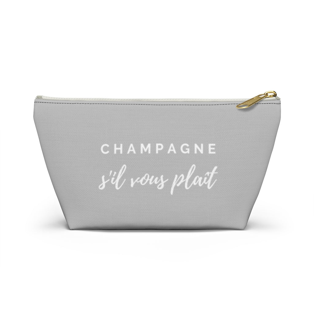S'il Vous Plaît - Light Grey Accessory Pouch w T-bottom - Bubbles Make Me Happy
