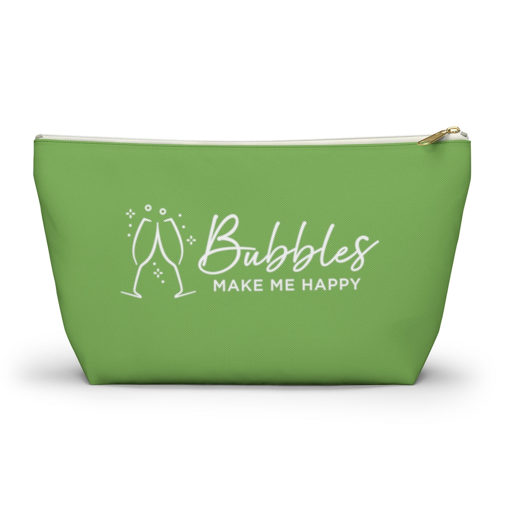 Bubbles - Apple Green Accessory Pouch w T-bottom - Bubbles Make Me Happy