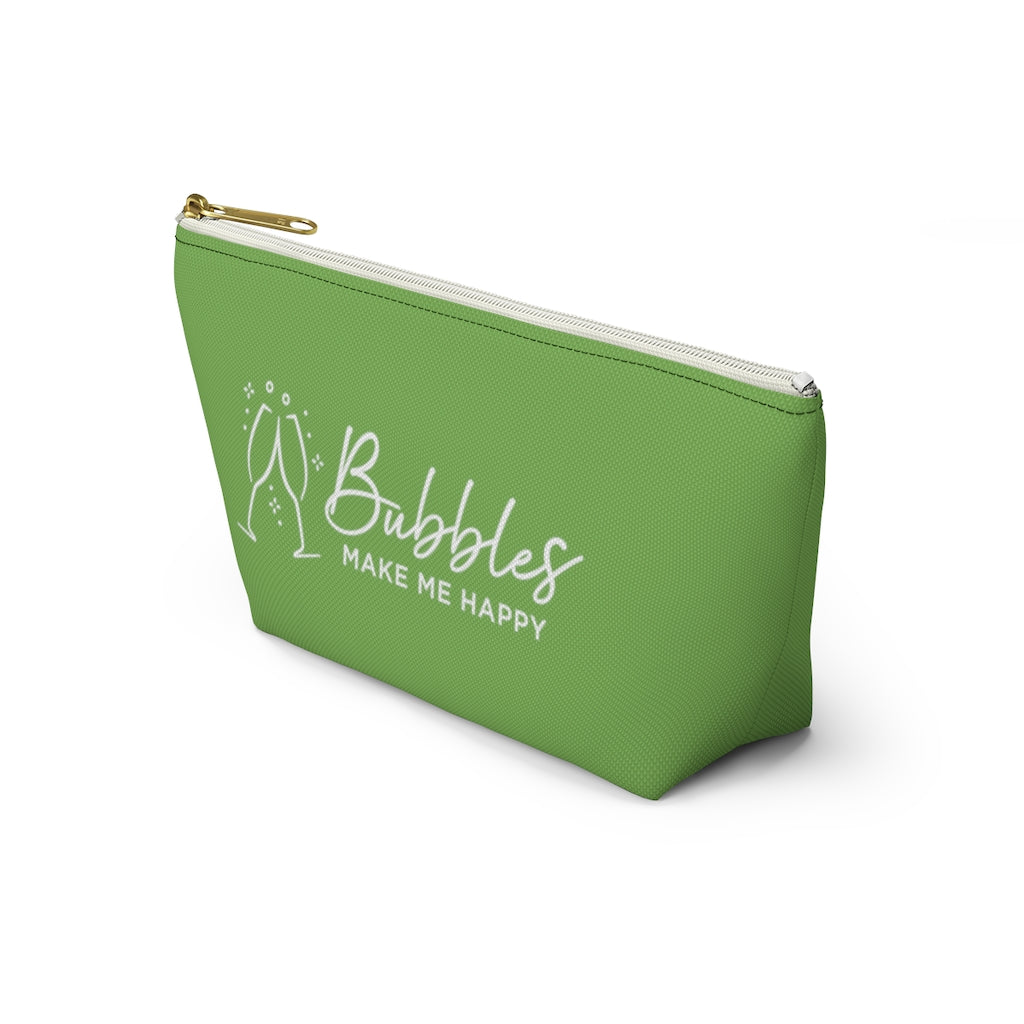 Bubbles - Apple Green Accessory Pouch w T-bottom - Bubbles Make Me Happy