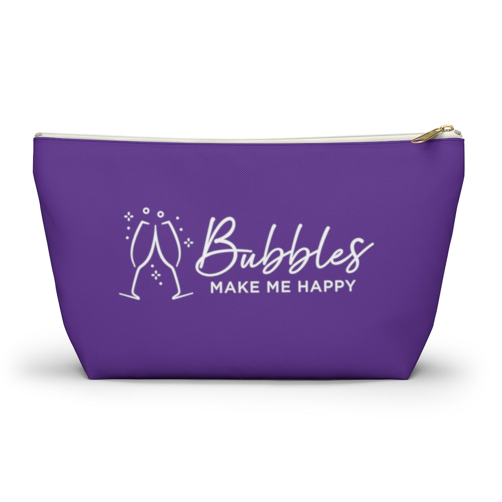 Bubbles - Deep Violet Accessory Pouch w T-bottom - Bubbles Make Me Happy