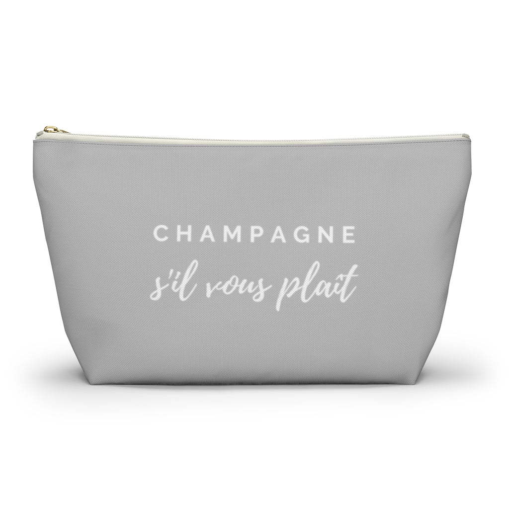 S'il Vous Plaît - Light Grey Accessory Pouch w T-bottom - Bubbles Make Me Happy