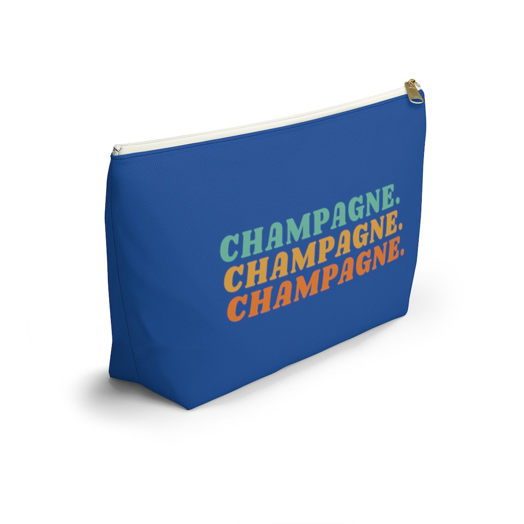 Champagne - Accessory Pouch w T-bottom - Bubbles Make Me Happy
