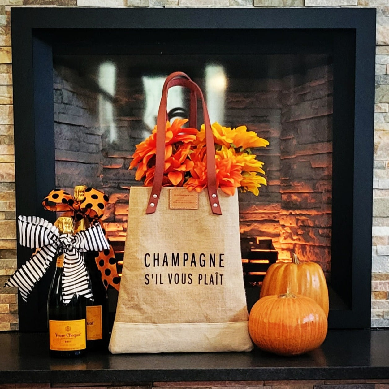 Champagne S'il Vous Plaît Apolis + Bubbles Make Me Happy Tote Bag