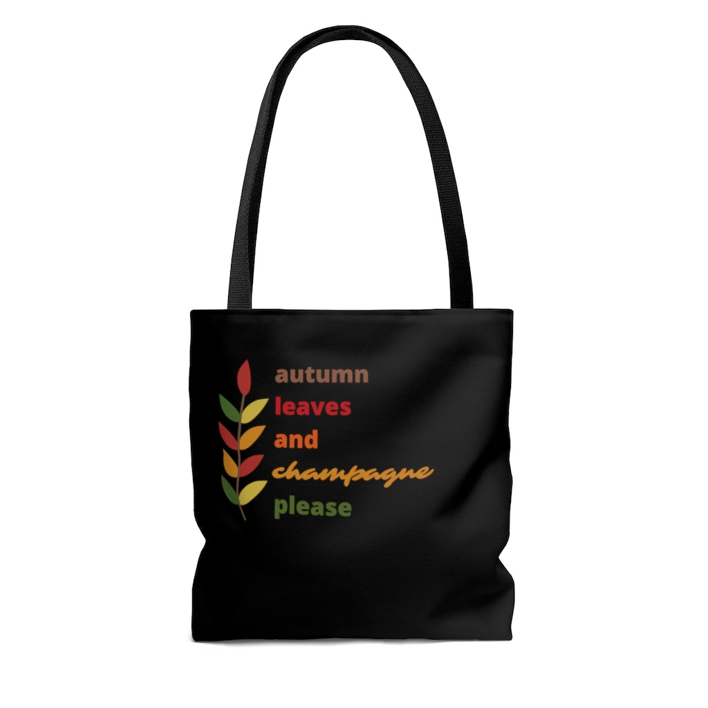 Leaves - Black Tote Bag - Bubbles Make Me Happy