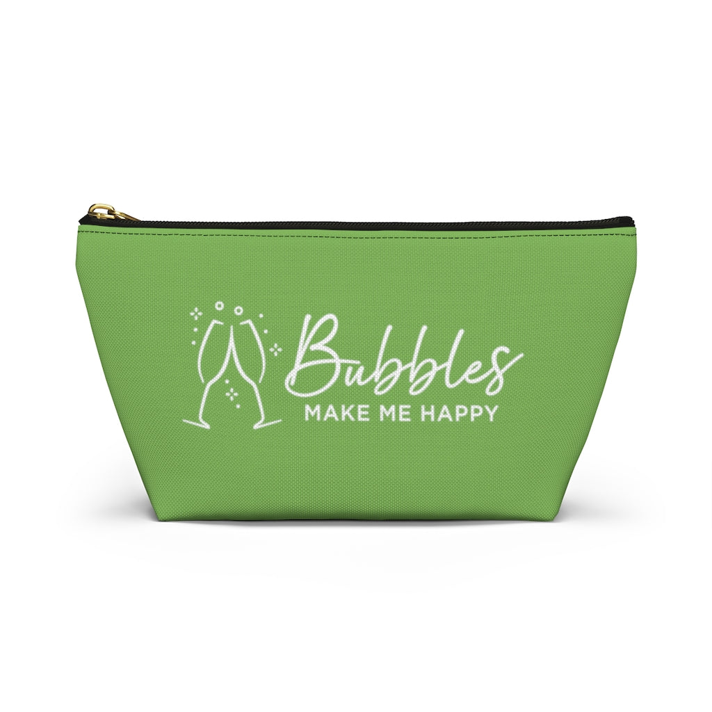 Bubbles - Apple Green Accessory Pouch w T-bottom - Bubbles Make Me Happy