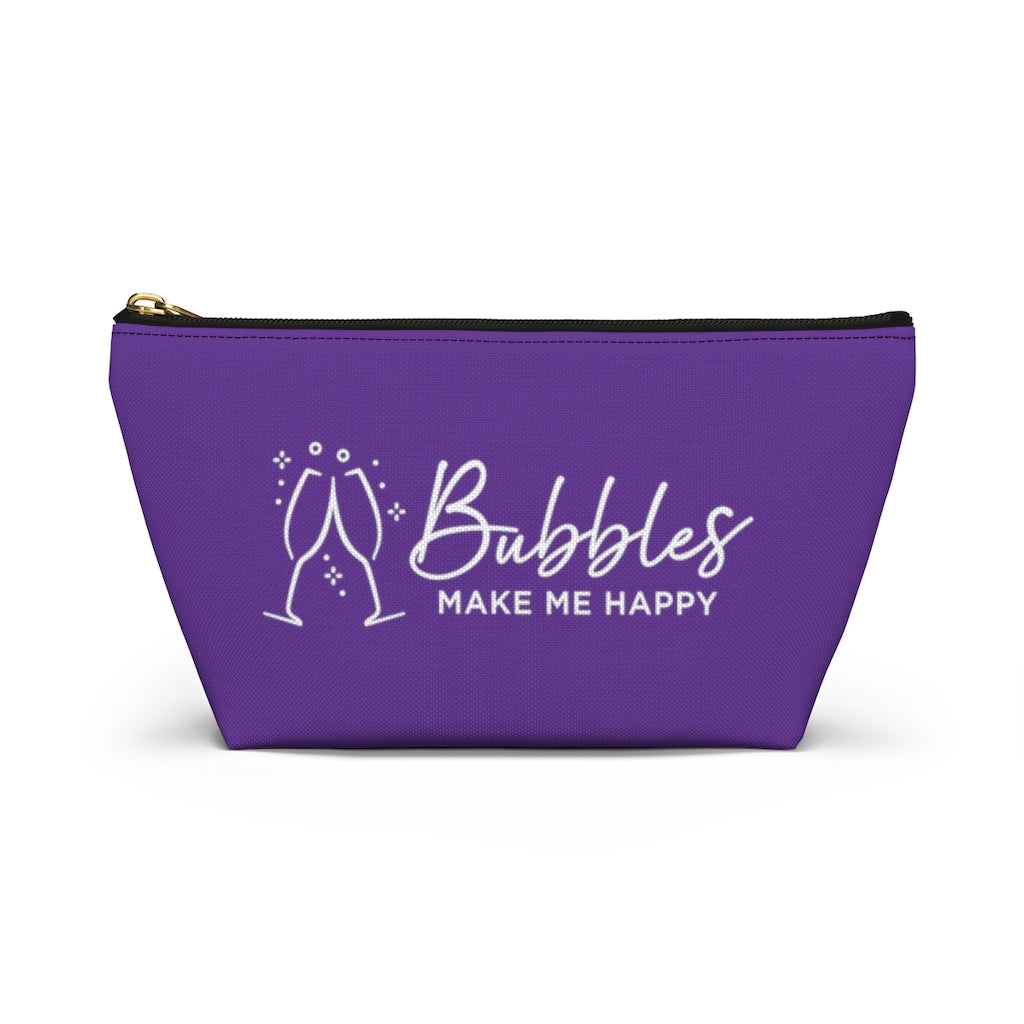 Bubbles - Deep Violet Accessory Pouch w T-bottom - Bubbles Make Me Happy