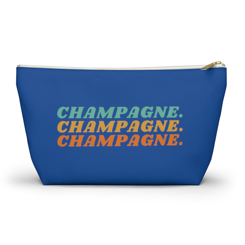 Champagne - Accessory Pouch w T-bottom - Bubbles Make Me Happy