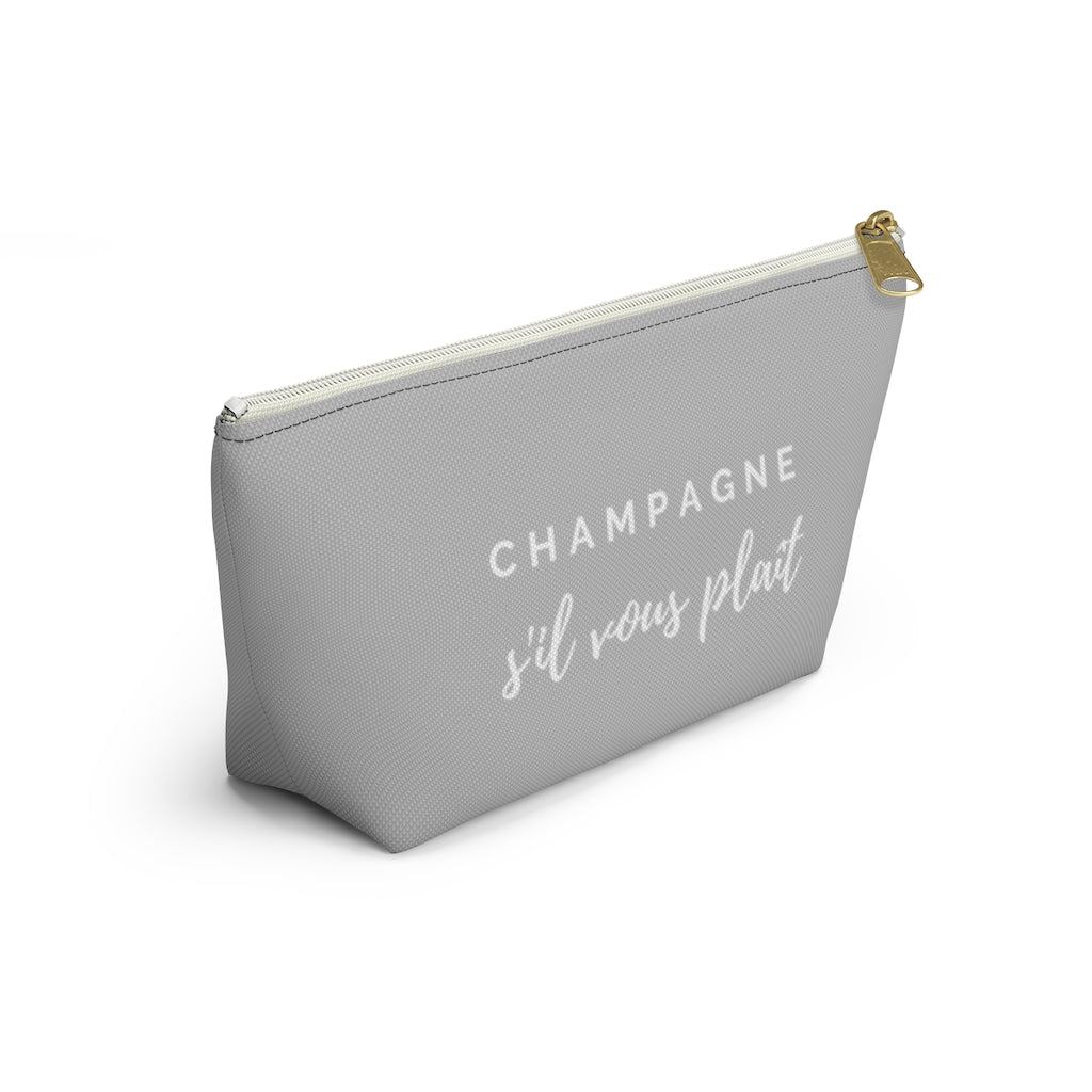 S'il Vous Plaît - Light Grey Accessory Pouch w T-bottom - Bubbles Make Me Happy