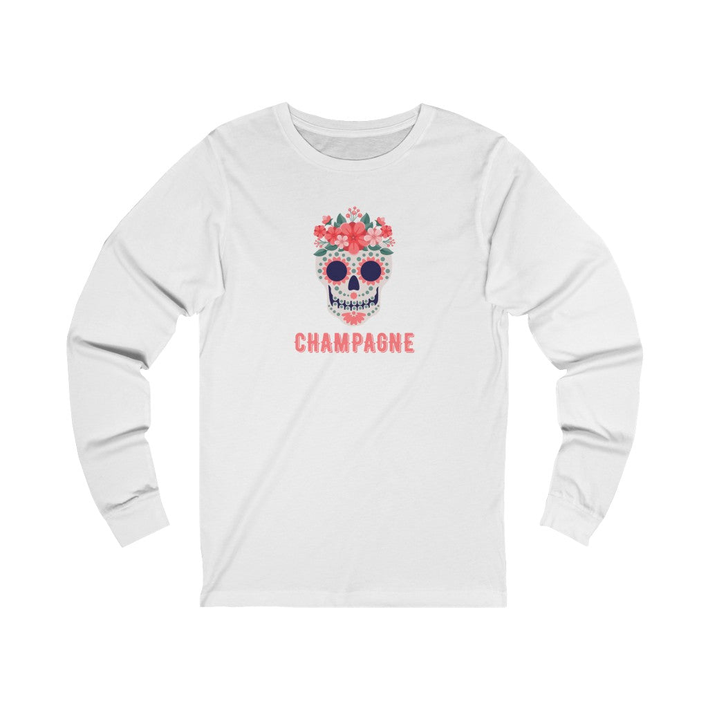 Sugar Skull - Unisex Jersey Long Sleeve Tee - Bubbles Make Me Happy