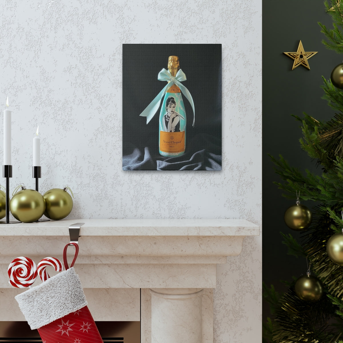Audrey On Canvas Above Mantle - Bubbles Make Me Happy