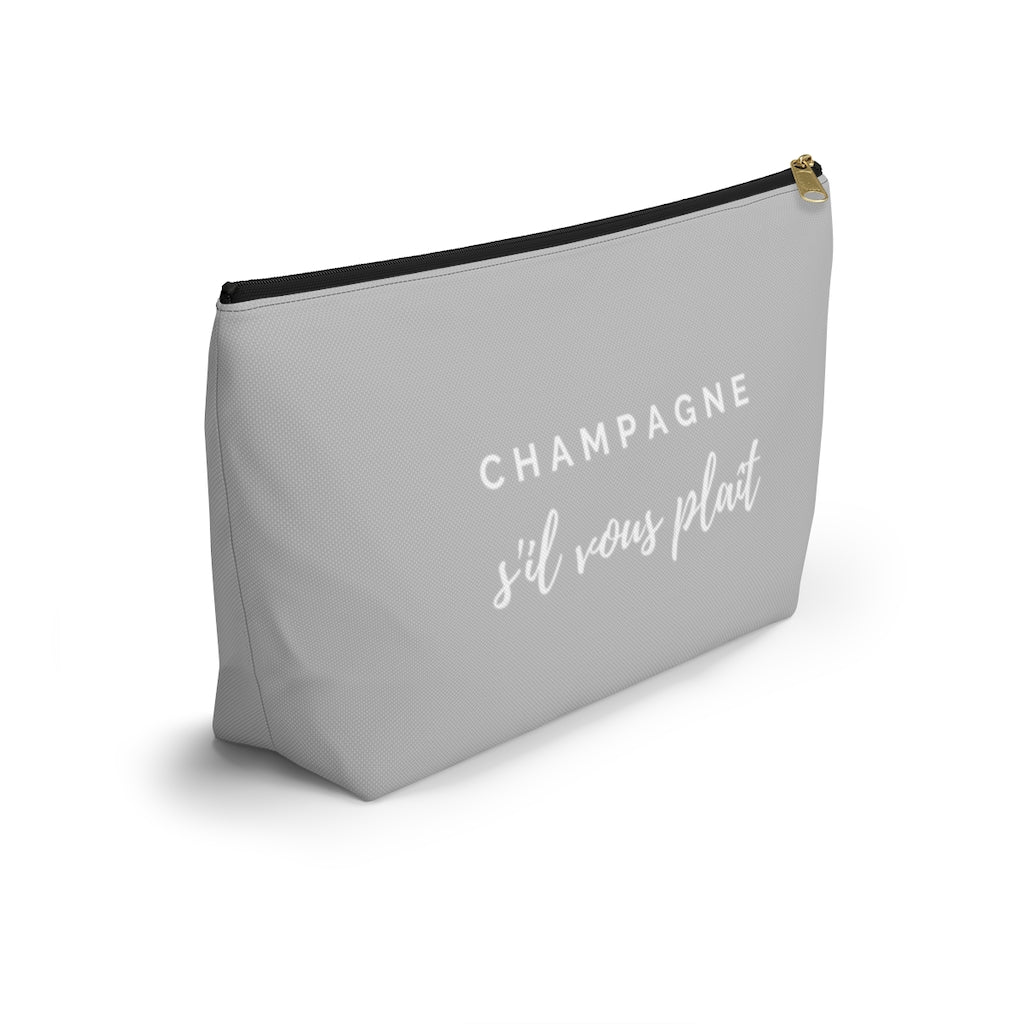 S'il Vous Plaît - Light Grey Accessory Pouch w T-bottom - Bubbles Make Me Happy