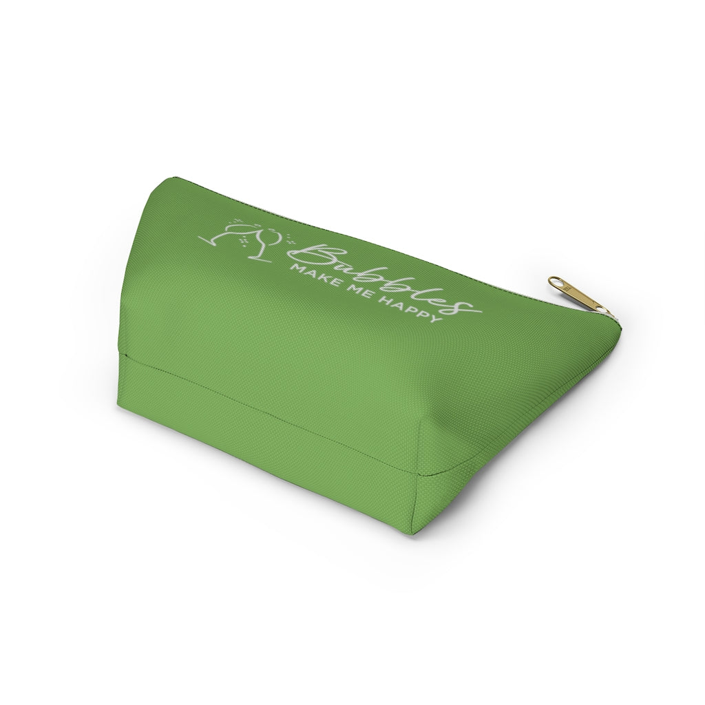 Bubbles - Apple Green Accessory Pouch w T-bottom - Bubbles Make Me Happy