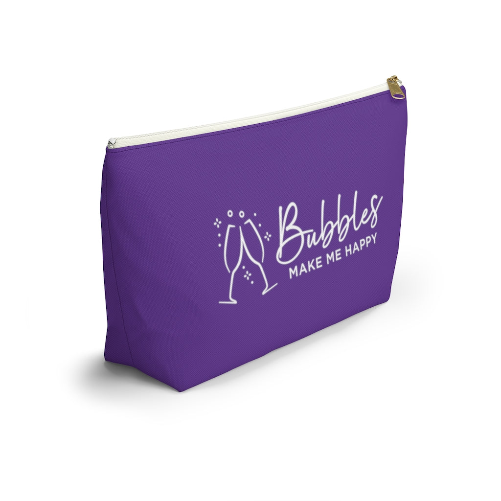 Bubbles - Deep Violet Accessory Pouch w T-bottom - Bubbles Make Me Happy
