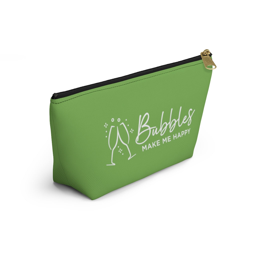 Bubbles - Apple Green Accessory Pouch w T-bottom - Bubbles Make Me Happy