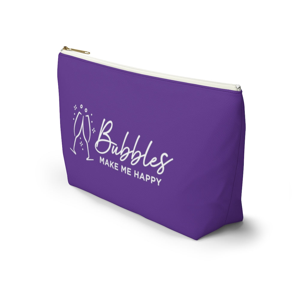 Bubbles - Deep Violet Accessory Pouch w T-bottom - Bubbles Make Me Happy