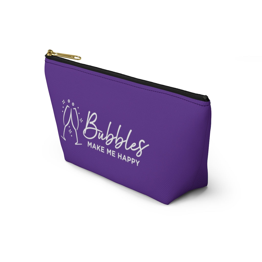 Bubbles - Deep Violet Accessory Pouch w T-bottom - Bubbles Make Me Happy