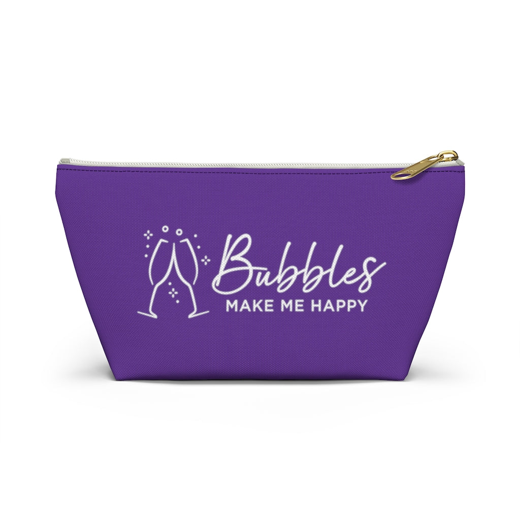 Bubbles - Deep Violet Accessory Pouch w T-bottom - Bubbles Make Me Happy