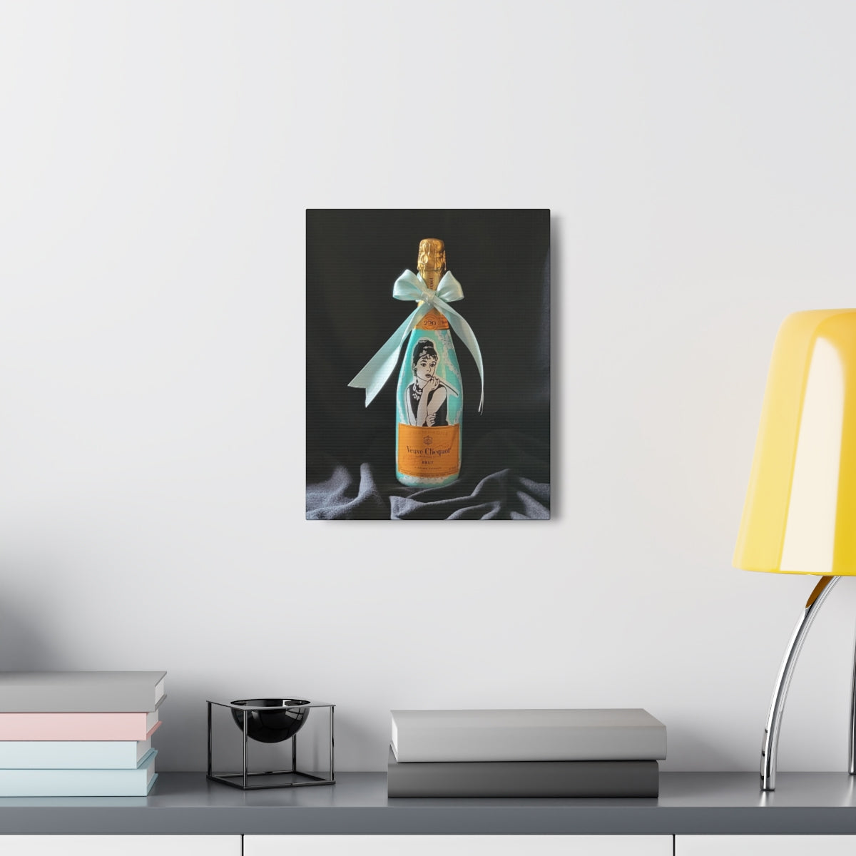 Audrey On Canvas Above Desk - Bubbles Make Me Happy