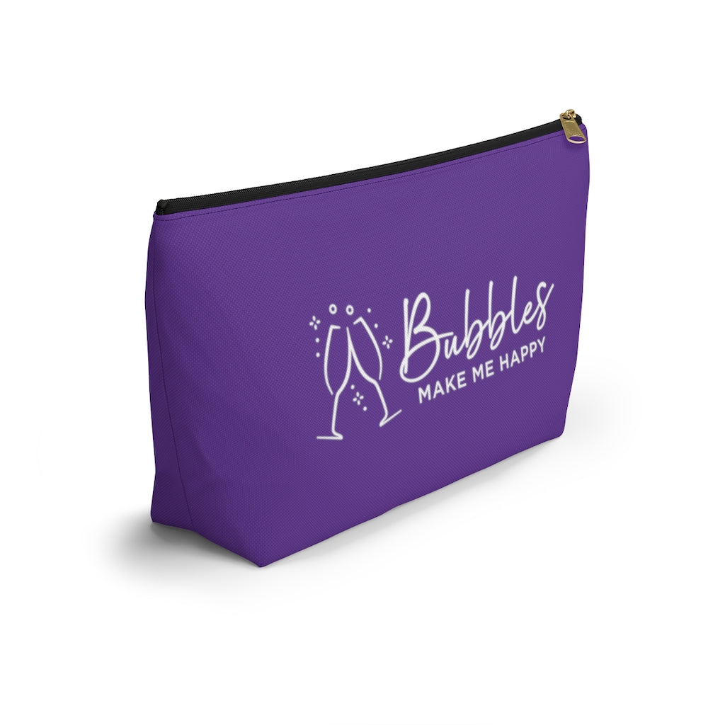 Bubbles - Deep Violet Accessory Pouch w T-bottom - Bubbles Make Me Happy