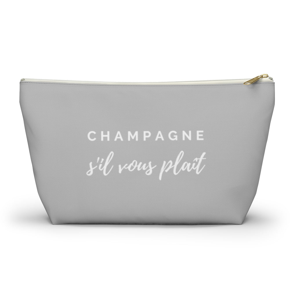 S'il Vous Plaît - Light Grey Accessory Pouch w T-bottom - Bubbles Make Me Happy