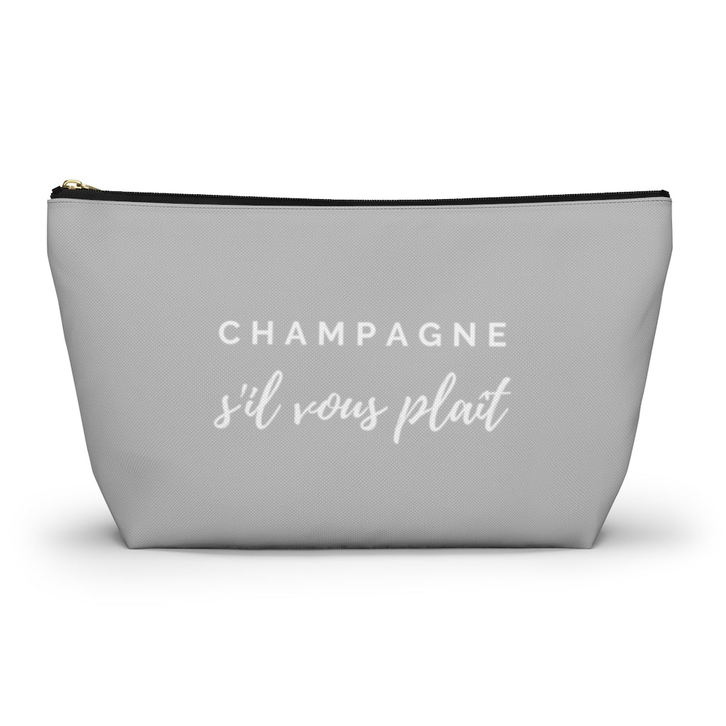 S'il Vous Plaît - Light Grey Accessory Pouch w T-bottom - Bubbles Make Me Happy
