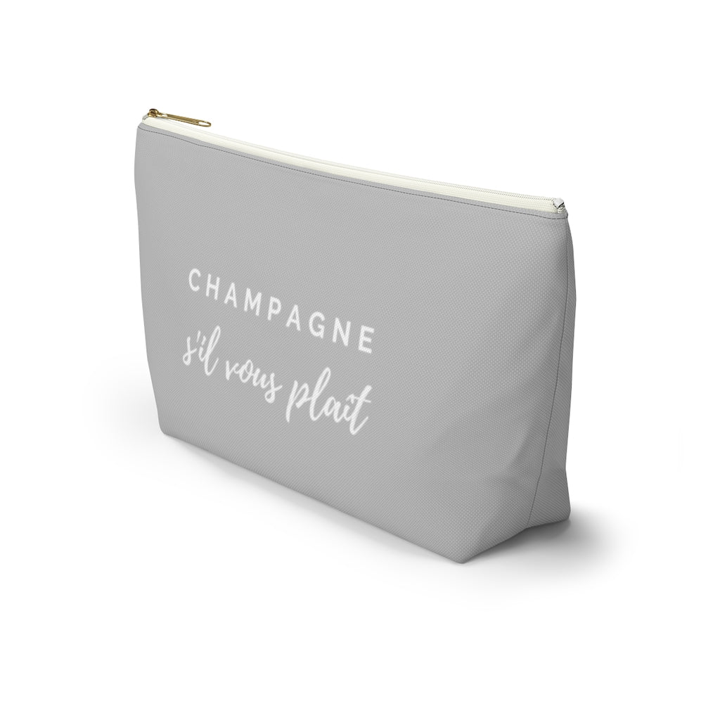 S'il Vous Plaît - Light Grey Accessory Pouch w T-bottom - Bubbles Make Me Happy