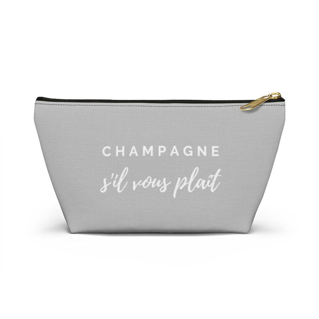 S'il Vous Plaît - Light Grey Accessory Pouch w T-bottom - Bubbles Make Me Happy