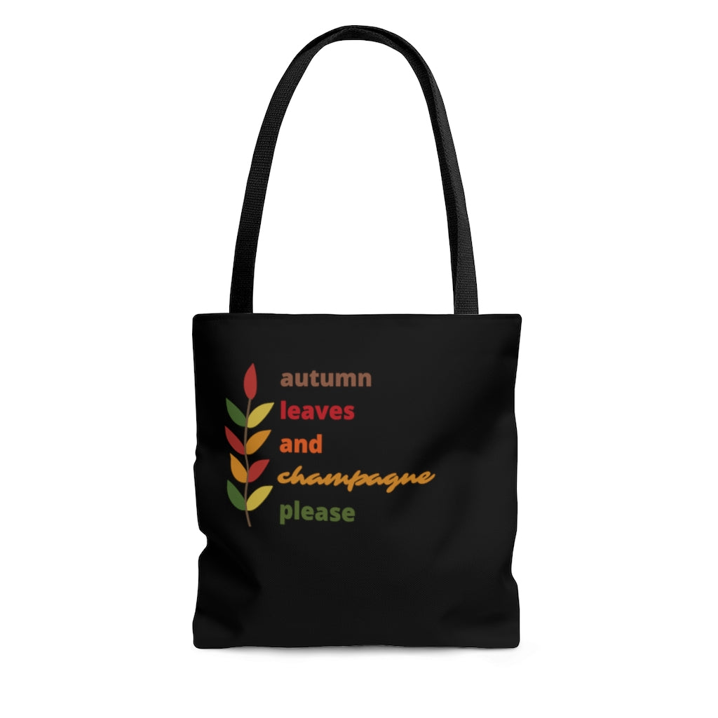 Leaves - Black Tote Bag - Bubbles Make Me Happy