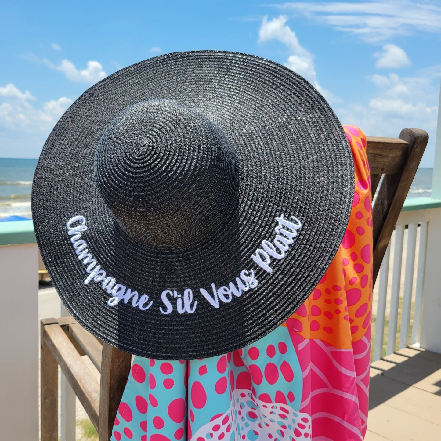 Champagne S'il Vous Plaít - Embroidered Floppy Hat