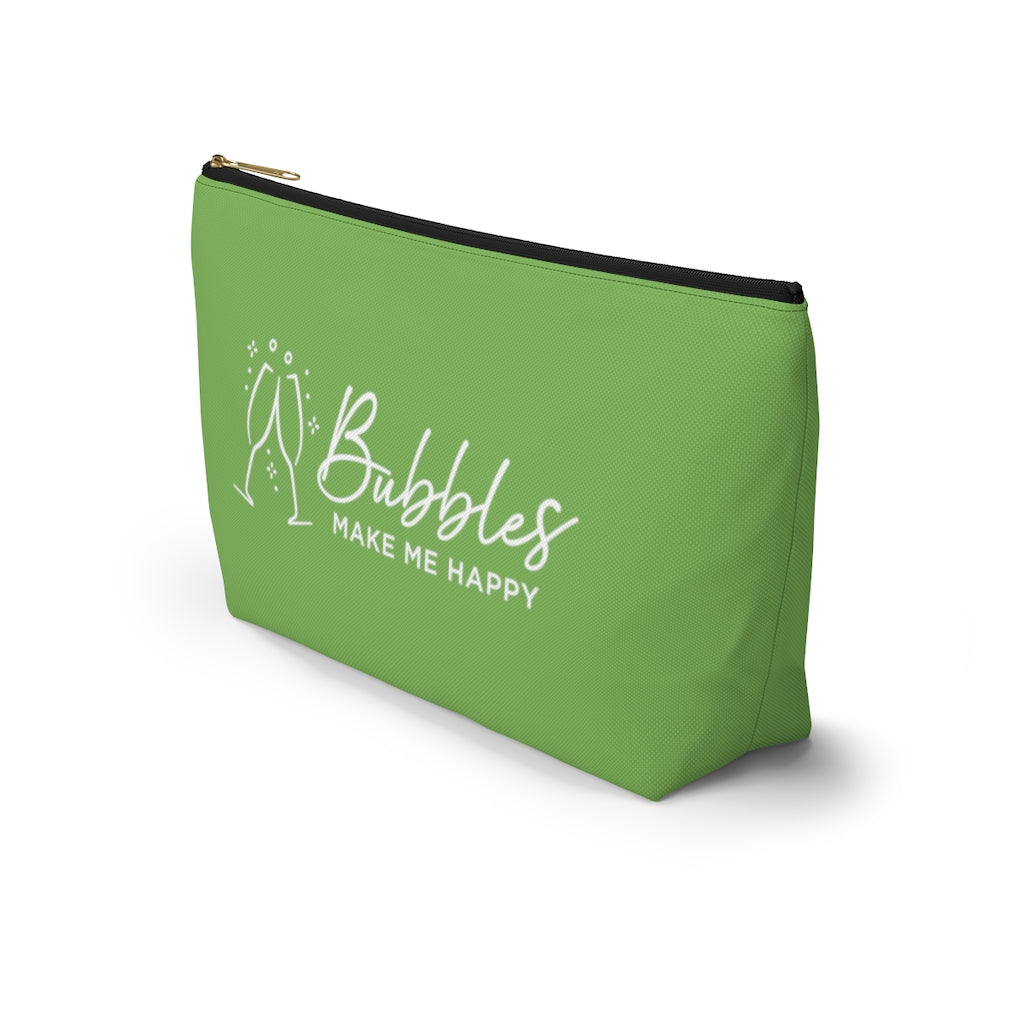 Bubbles - Apple Green Accessory Pouch w T-bottom - Bubbles Make Me Happy